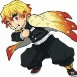 『鬼滅の刃』のキャラクター・我妻善逸が、雷の呼吸の独自の型である漆ノ型「火雷神」を放っているアニメ風のイラスト。