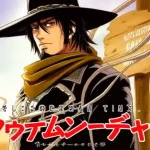 アニメ風に描かれた「ジョジョの奇妙な冒険 スティール・ボール・ラン」の登場人物マウンテン・ティム。砂漠を背景に、カウボーイハットをかぶり、まっすぐな視線でこちらを見ている。