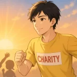 24時間テレビのチャリティーランナーに就任したSUPER EIGHTの横山裕さんが、子どもたちの未来のために走る姿を描いたイラスト