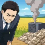 システム開発で200億円の損失を出し引責辞任するJA全中会長のイメージイラスト